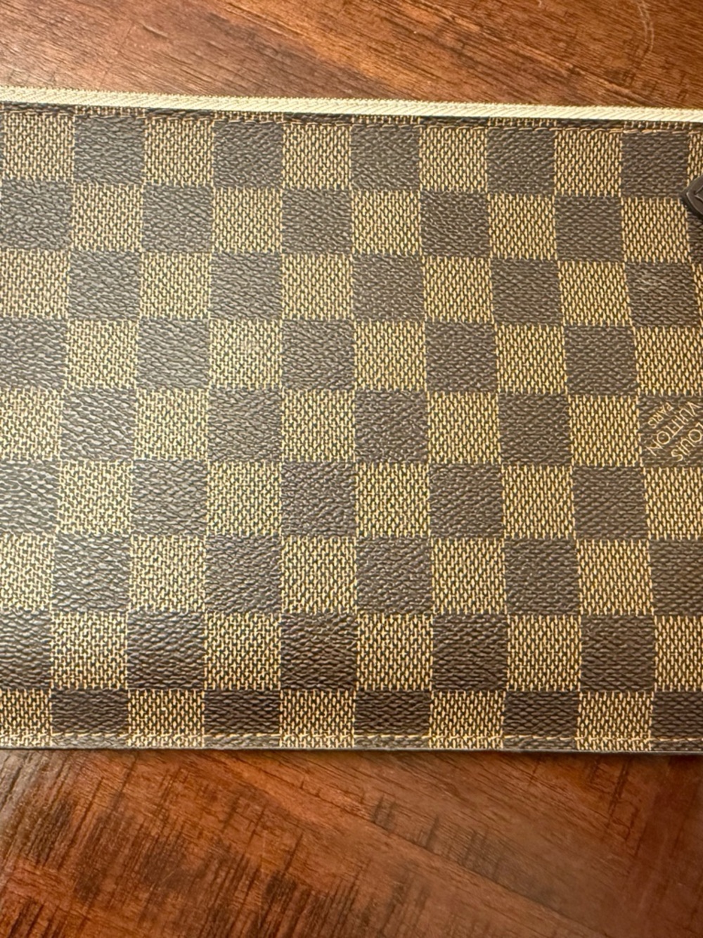 Louis Vuitton Damier Ebene Neverfull GM Pochette/Wrist Wallet Authentic - Picture 5 of 14